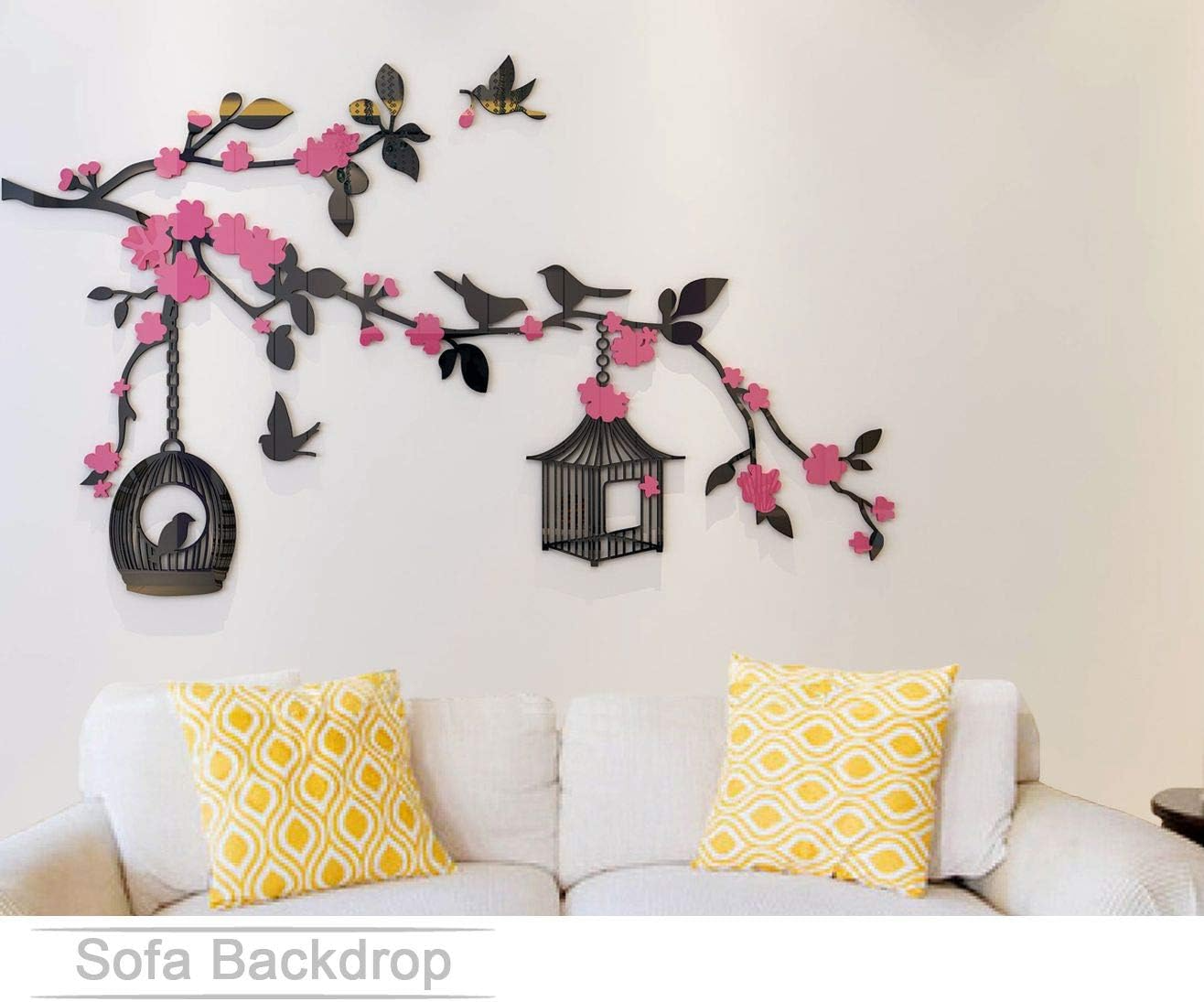 Birds Cage With Flowers Acrylic Wall Art