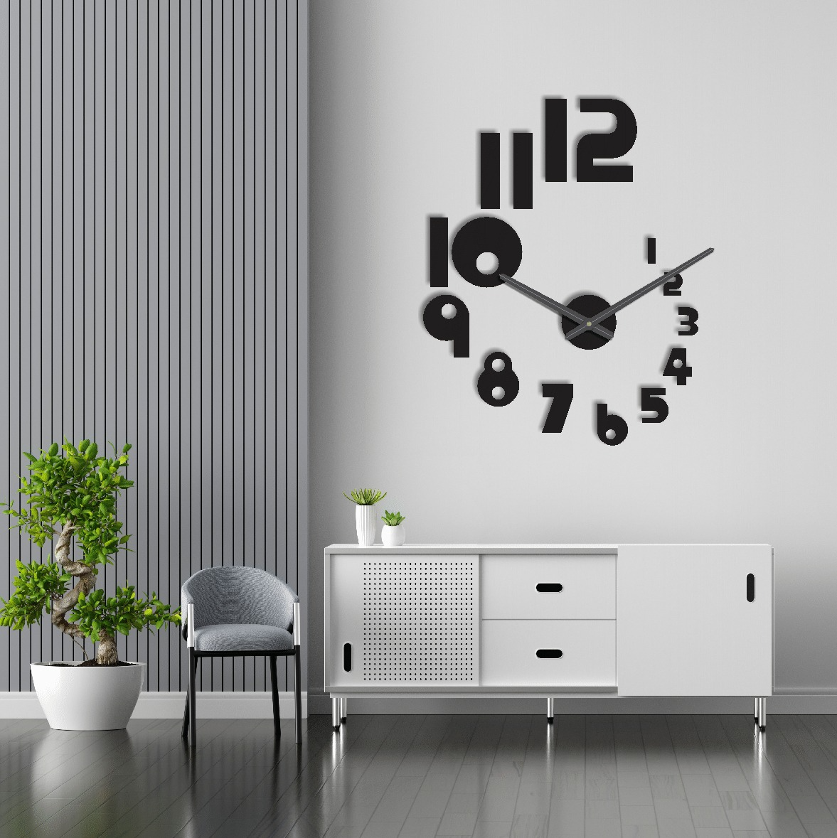 DIY Big Twelve 3D Word Art Wall Clock DB-700A