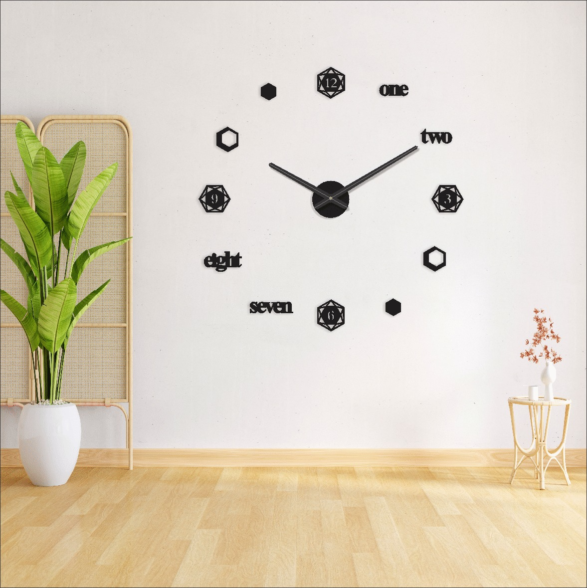 DIY Hexagon Shape 3D Word Art Wall Clock DB-701A